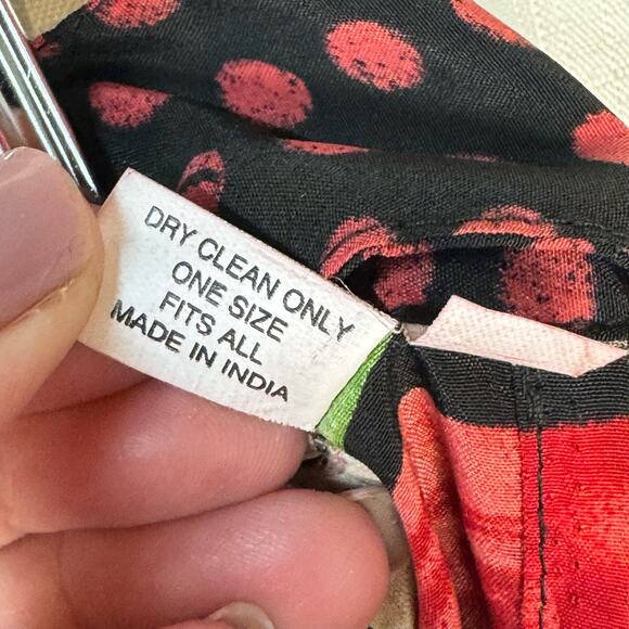 MICHAL Floral Midi Wrap Skirt Size M Black Red Romantic Feminine Ruffles Flowy - Picture 7 of 9